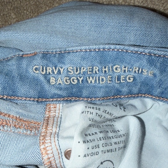 American Eagle Light Blue Baggy Wide-Leg Women Jeans - Picture 5 of 5